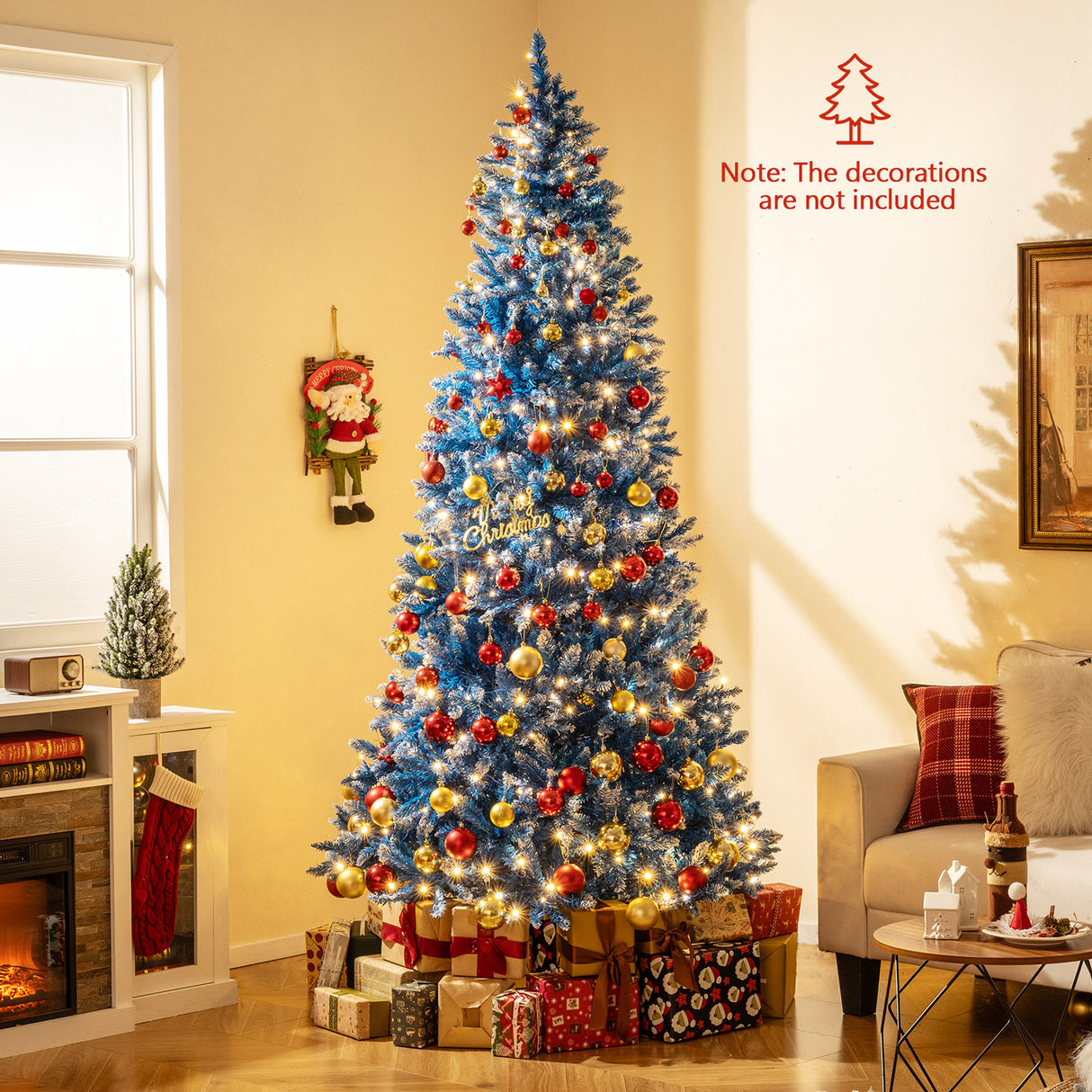 6/7/8/9 FT Artificial Christmas Tree with 767 Snowy Branch Tips-8 FT