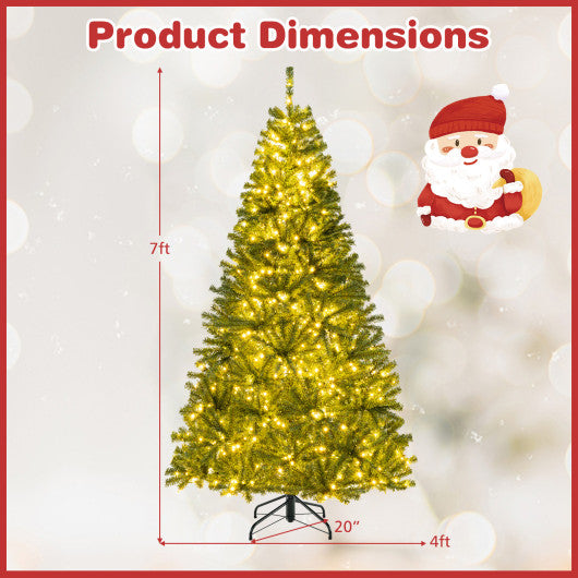 6/7/8 FT Pre-Lit Artificial Christmas Tree with Remote Control and LED Lights-7ft