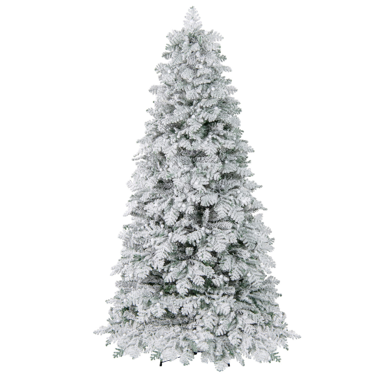 6/7 Feet Artificial Snow-flocked Christmas Tree Pre-lit Hinged Xmas Tree with 130 Twinkle Balls-7 Feet