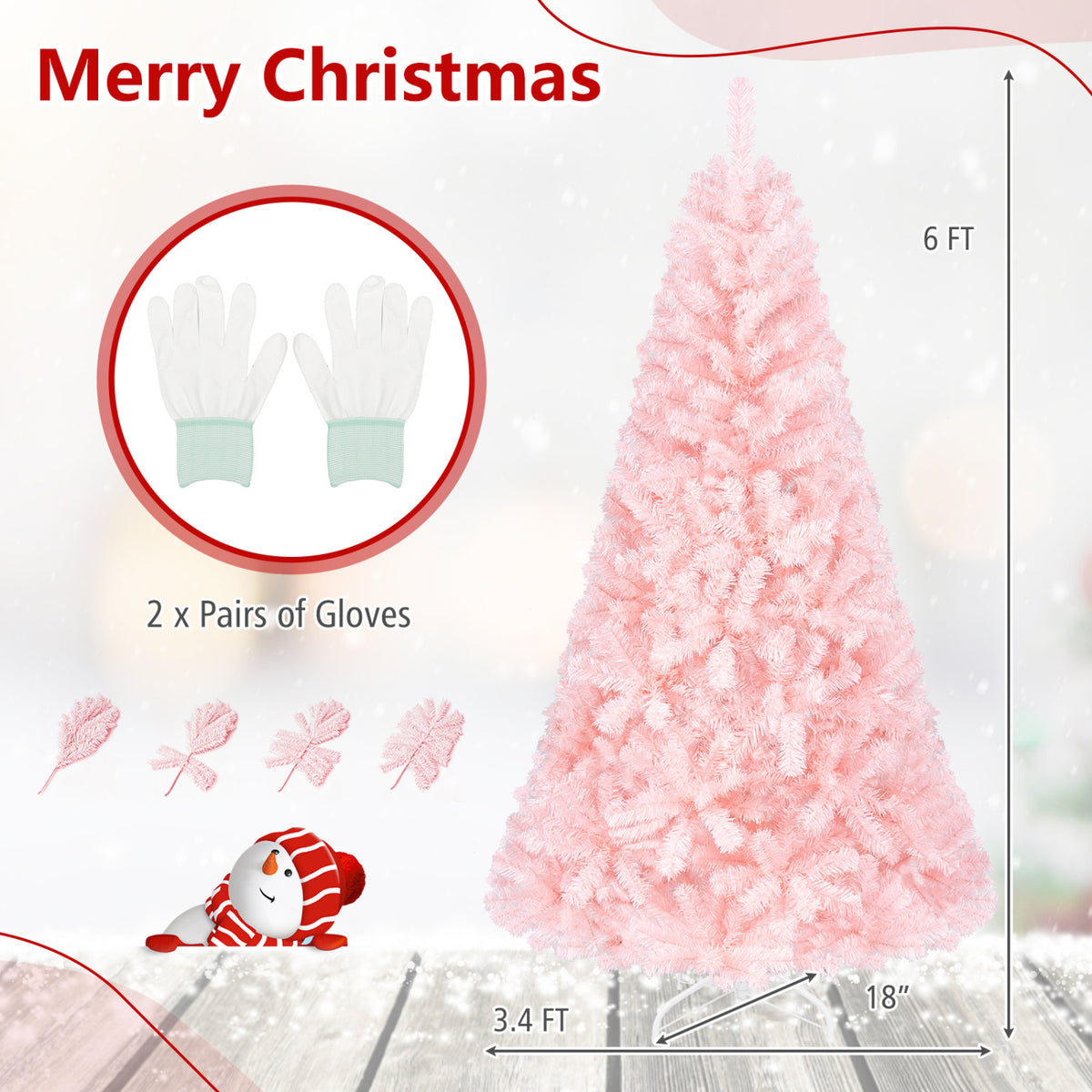 6/7 Feet Artificial Christmas Tree Hinged Full Fir Tree-6 Feet