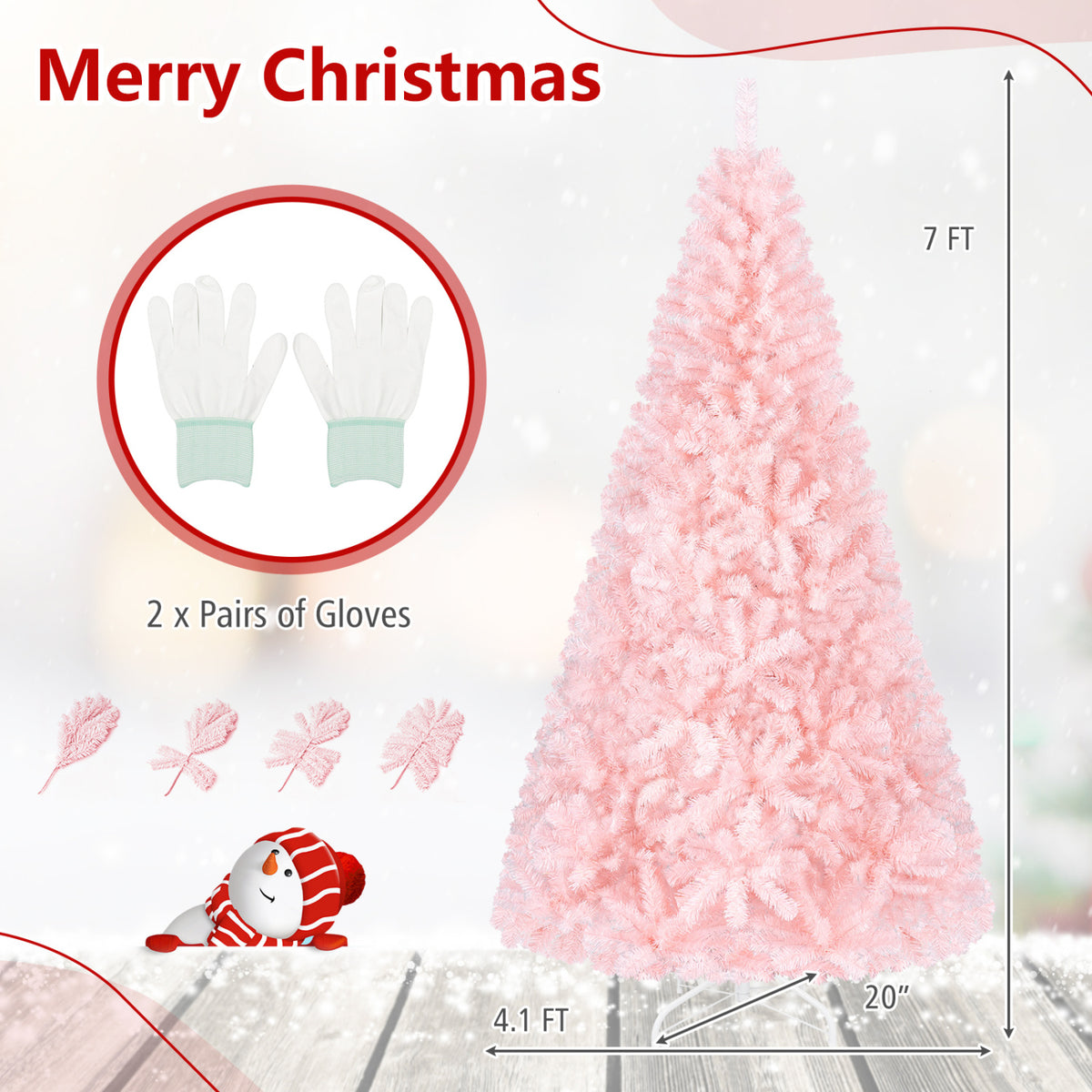 6/7 Feet Artificial Christmas Tree Hinged Full Fir Tree-7 ft