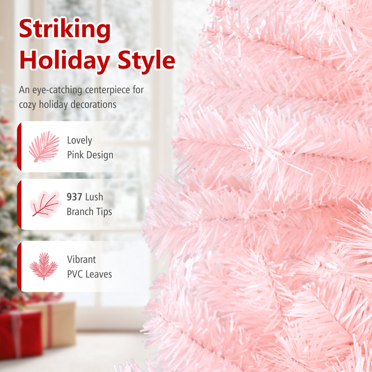 6/7 Feet Artificial Christmas Tree Hinged Full Fir Tree-7 ft