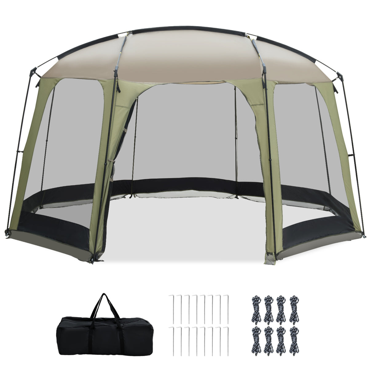 6-8 Person Netted Canopy Tent with Zippered Door