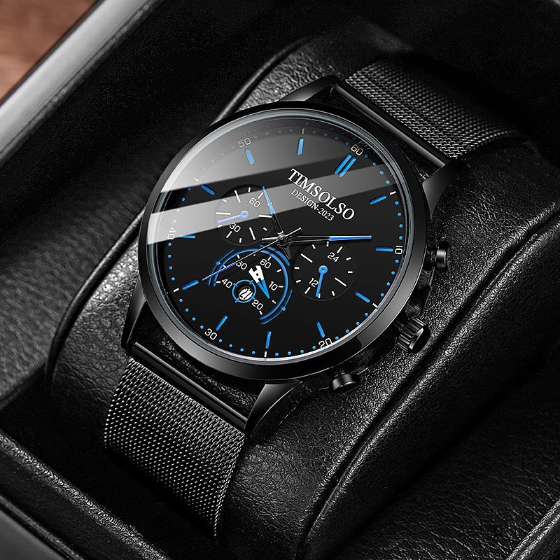 New Fashion Luminous Mens Watches Luxury Sport Quartz Mesh Strap Elegant Waterproof Wristwatch For Men