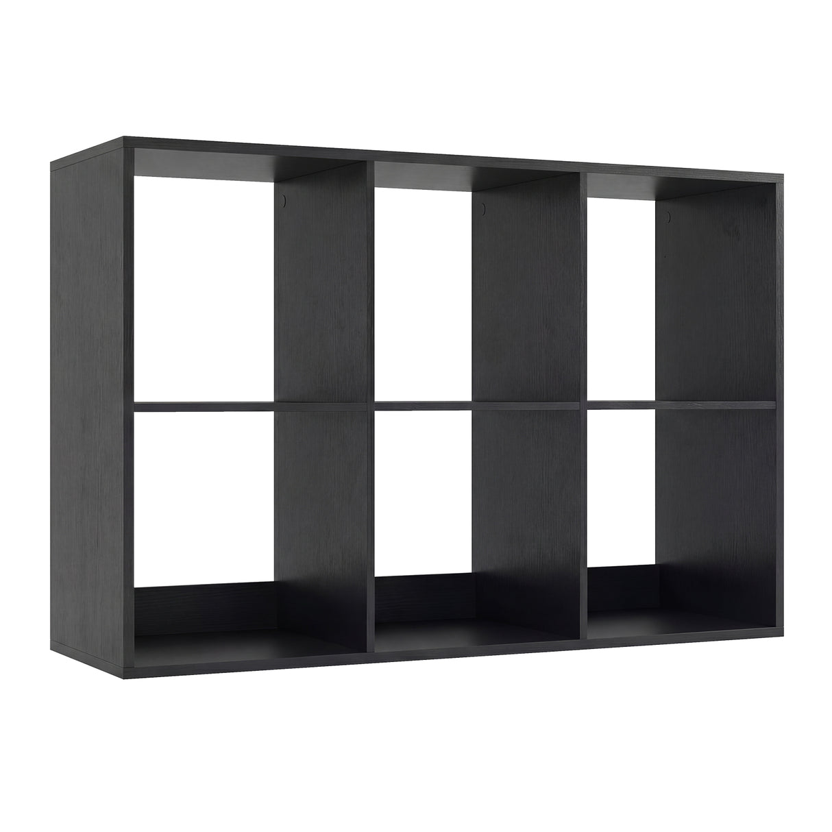 6 Cube Bookshelf with Back Guardrail for Living Room Bedroom-Black