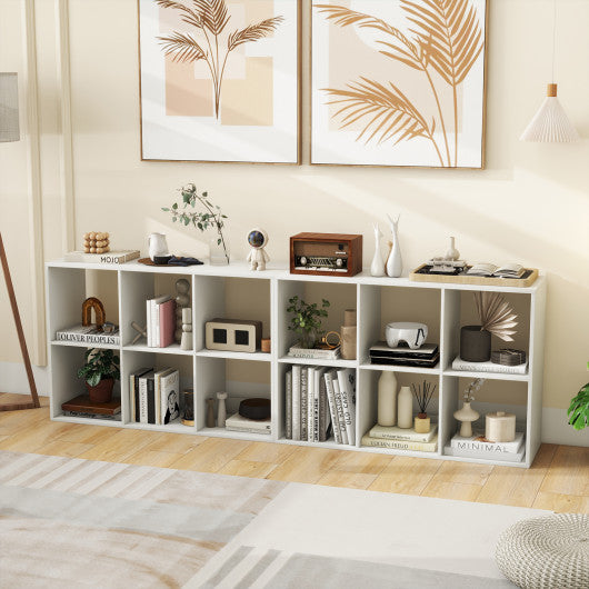 6 Cube Bookshelf with Back Guardrail for Living Room Bedroom-White