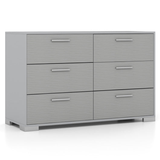 6 Drawer Storage Cabinet with Metal Legs Handles with Anti-Toppling Devices-Grey