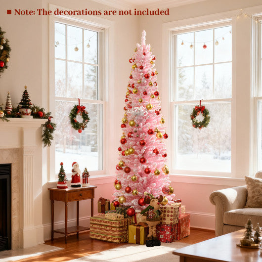 6 FT Artificial Christmas Tree with 460 Branch Tips and Folding Metal Stand