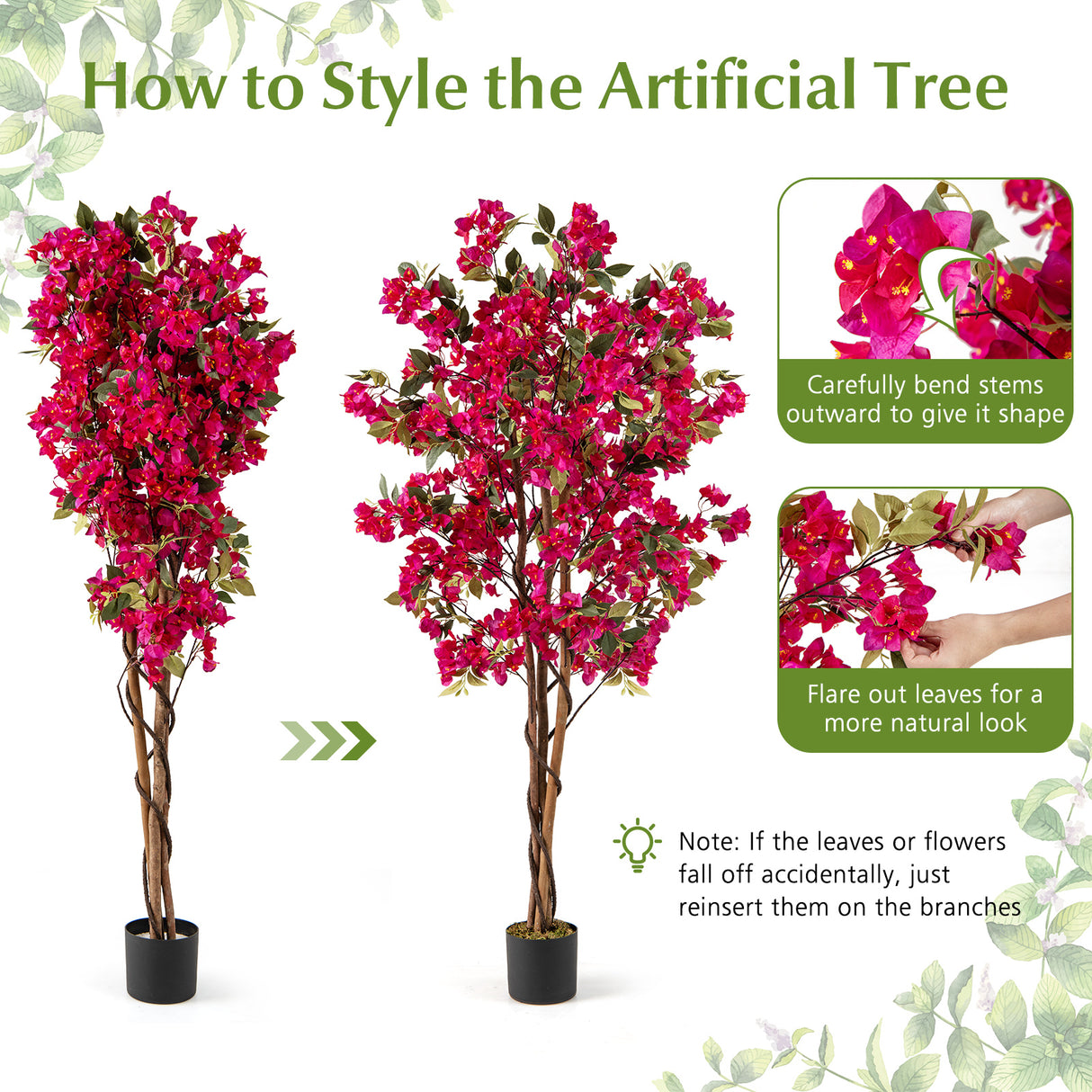 6 Feet Artificial Bougainvillea Tree with 910 Flowers-2 Pieces
