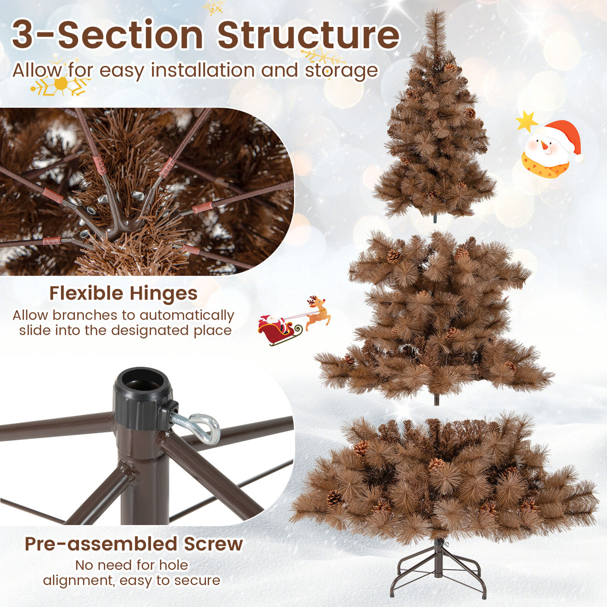 6 Feet Artificial Christmas Tree with 493 Branch Tips for Home Office Carnival
