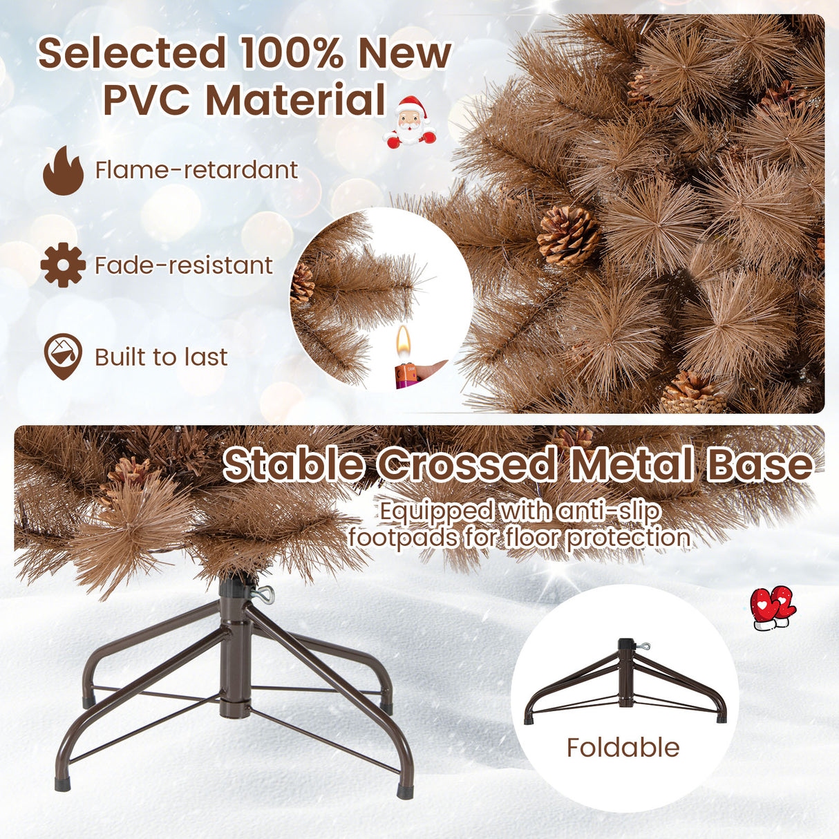 6 Feet Artificial Christmas Tree with 493 Branch Tips for Home Office Carnival