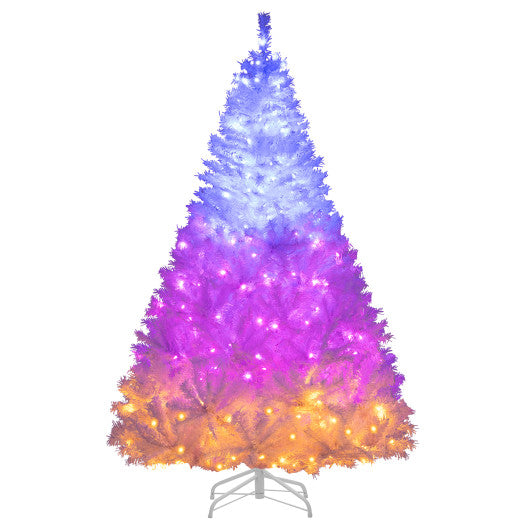 6 Feet Artificial Christmas Tree Hinged Pre-Lit Xmas Tree with 11 Lighting Modes