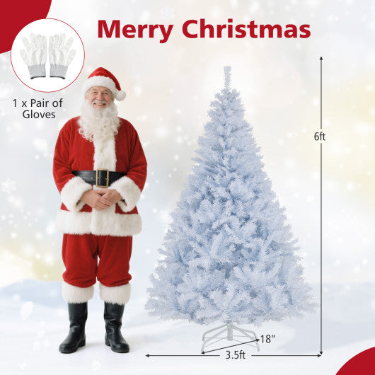 6 Feet Artificial Christmas Tree Hinged Pre-Lit Xmas Tree with 11 Lighting Modes