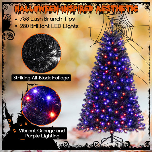 6/7/8 Feet Artificial Christmas Tree with 6 Lighting Modes and Spooky Sounds-6 ft