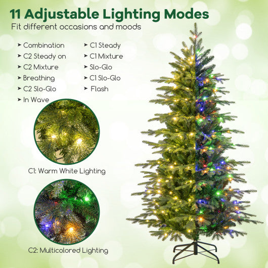 6 Feet Pre-Lit Artificial Christmas Tree with Warm White LED Lights