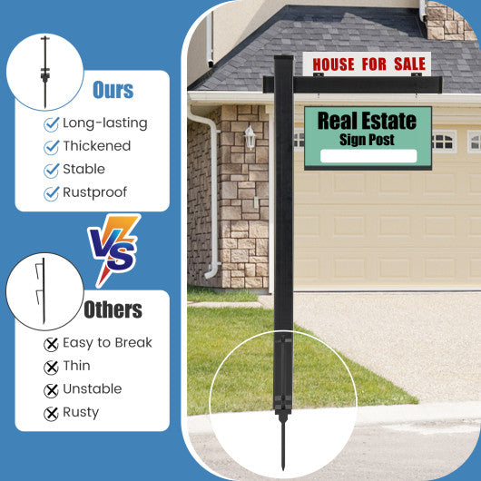 6 Feet Vinyl UPVC Real Estate Sign Post Realtor Yard Sign Post-Black