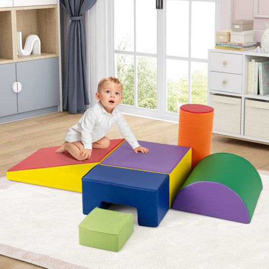 6 Pieces Foam Climbing Blocks Indoor Climb and Crawl Activity Playset with Rectangles-Purple