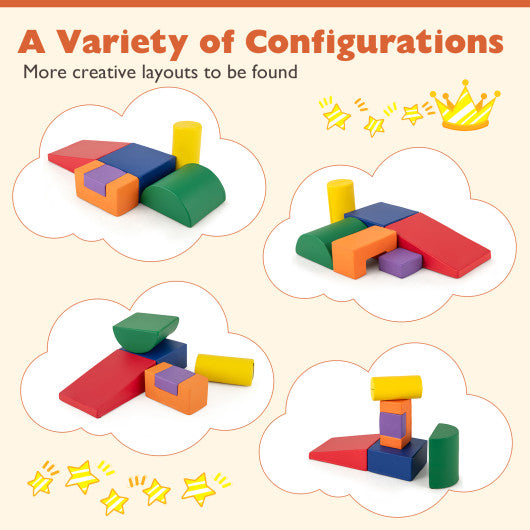 6 Pieces Foam Climbing Blocks Indoor Climb and Crawl Activity Playset with Rectangles-Orange