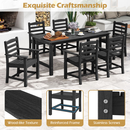 6 Pieces Patio Dining Bench Set Outdoor HDPE Weather Resistant Table and Chairs Set-Grey