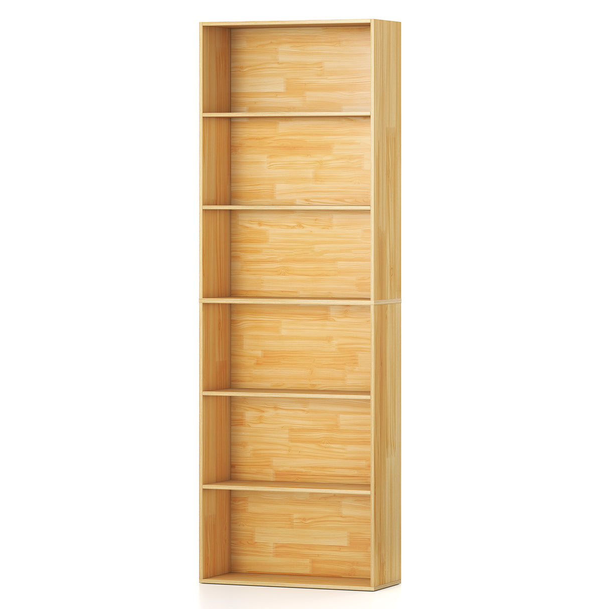 6-Tier Bookcase with 6 Open Shelves and Anti-Toppling Kits-Wood
