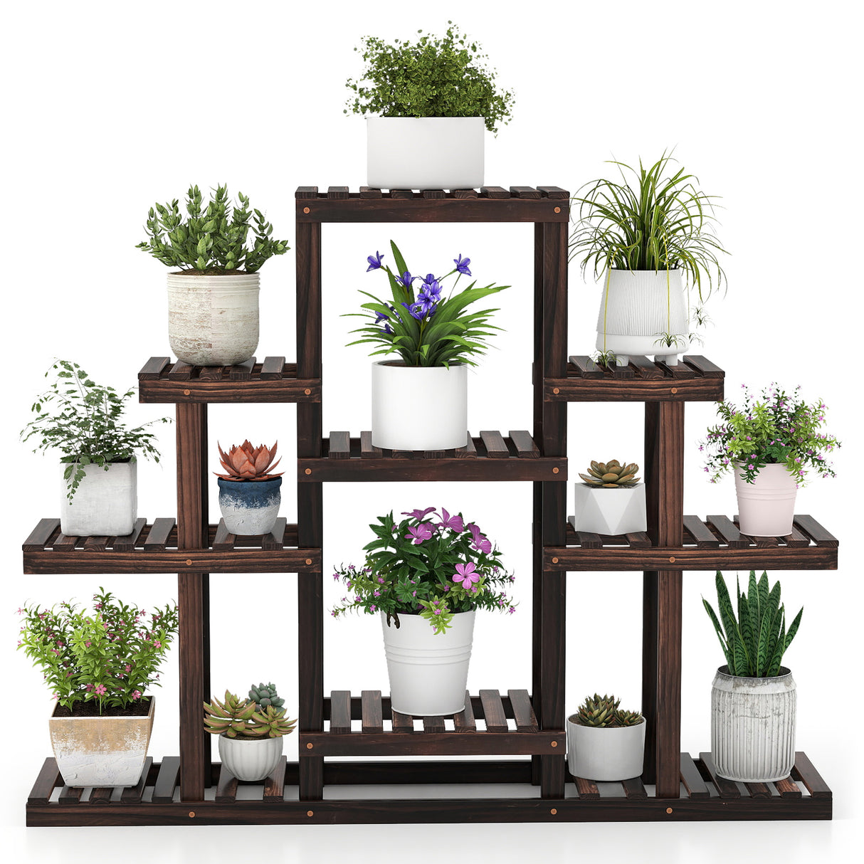 6-Tier Flower Wood Stand Plant Display Rack Storage Shelf