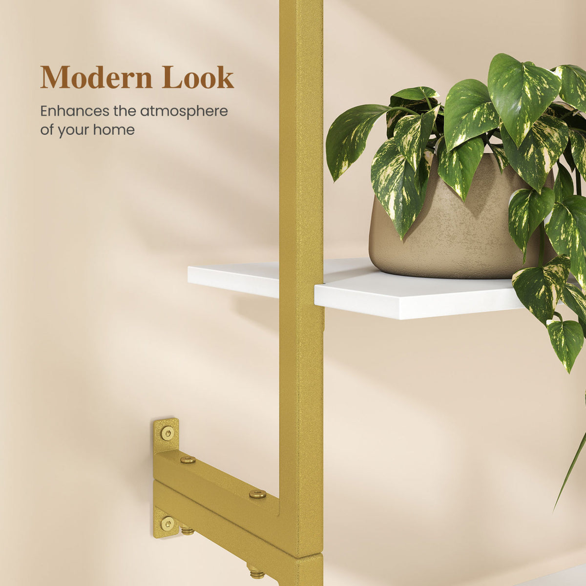 6-Tier Freestanding ladder Storage bookshelf with Metal Frame for Study and Pantry-White