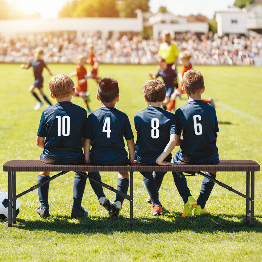 6 ft Plastic Folding Bench with 1320 LBS Capacity and Handle-Brown