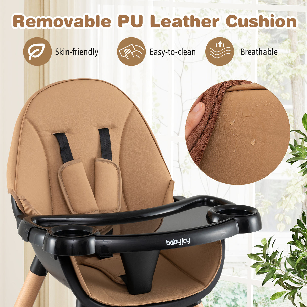 5-in-1 Baby Wooden Convertible High Chair -Gray