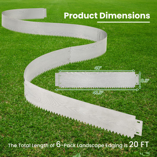 6-Pack 20 FT Galvanized Metal Landscape Edging for Lawn