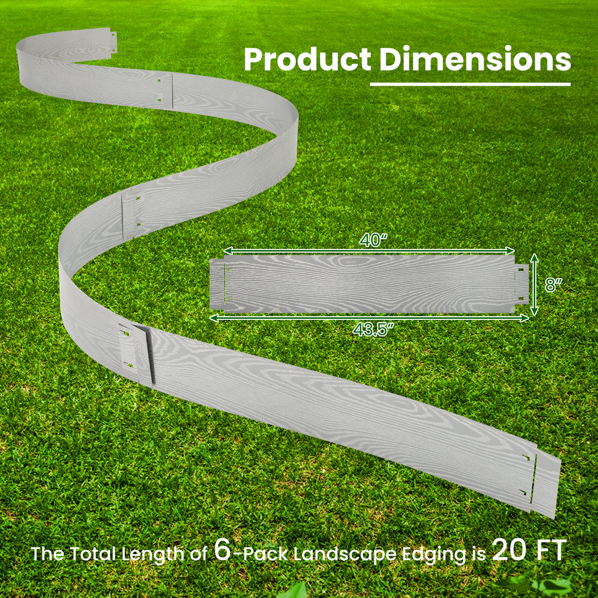 6-Pack 20 FT Galvanized Metal Landscape Edging for Lawn Yard(Patented)