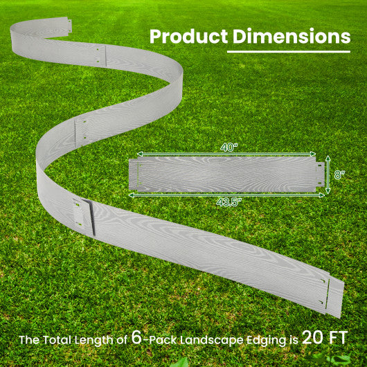 6-Pack 20 FT Galvanized Metal Landscape Edging for Lawn Yard