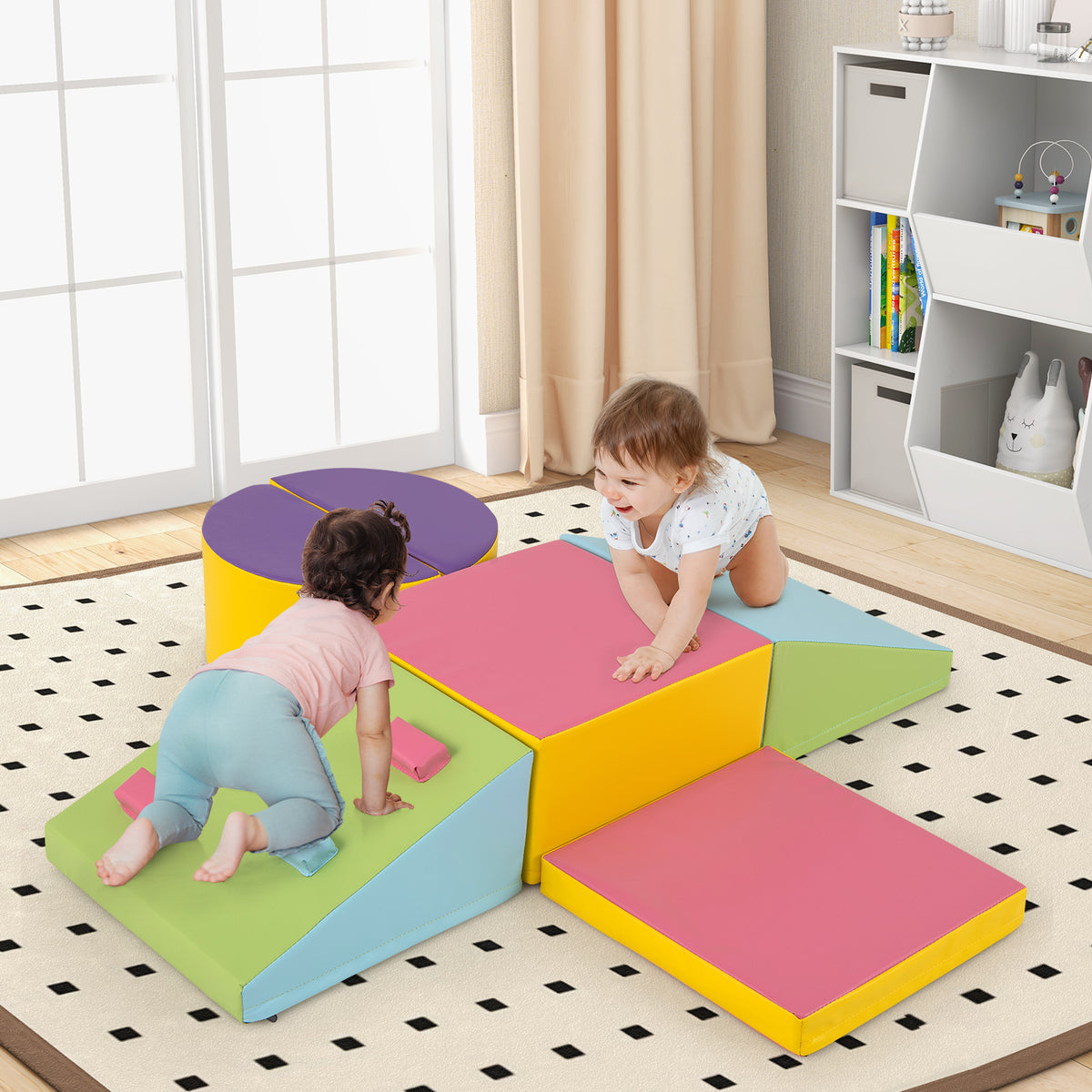 6-Piece Foam Climbing Blocks with Hook and Loop Fasteners