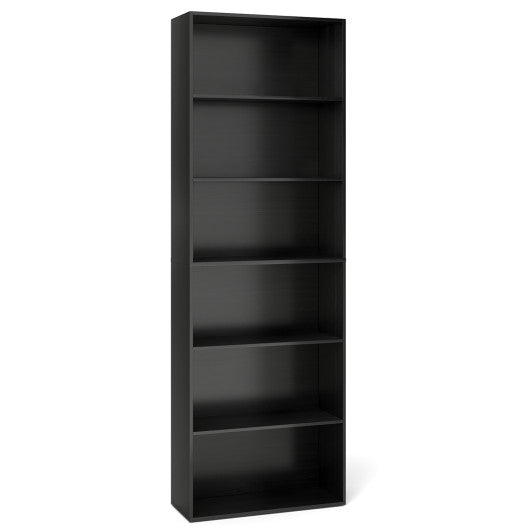 6-Tier Bookcase with 6 Open Shelves and Anti-Toppling Kits-Black