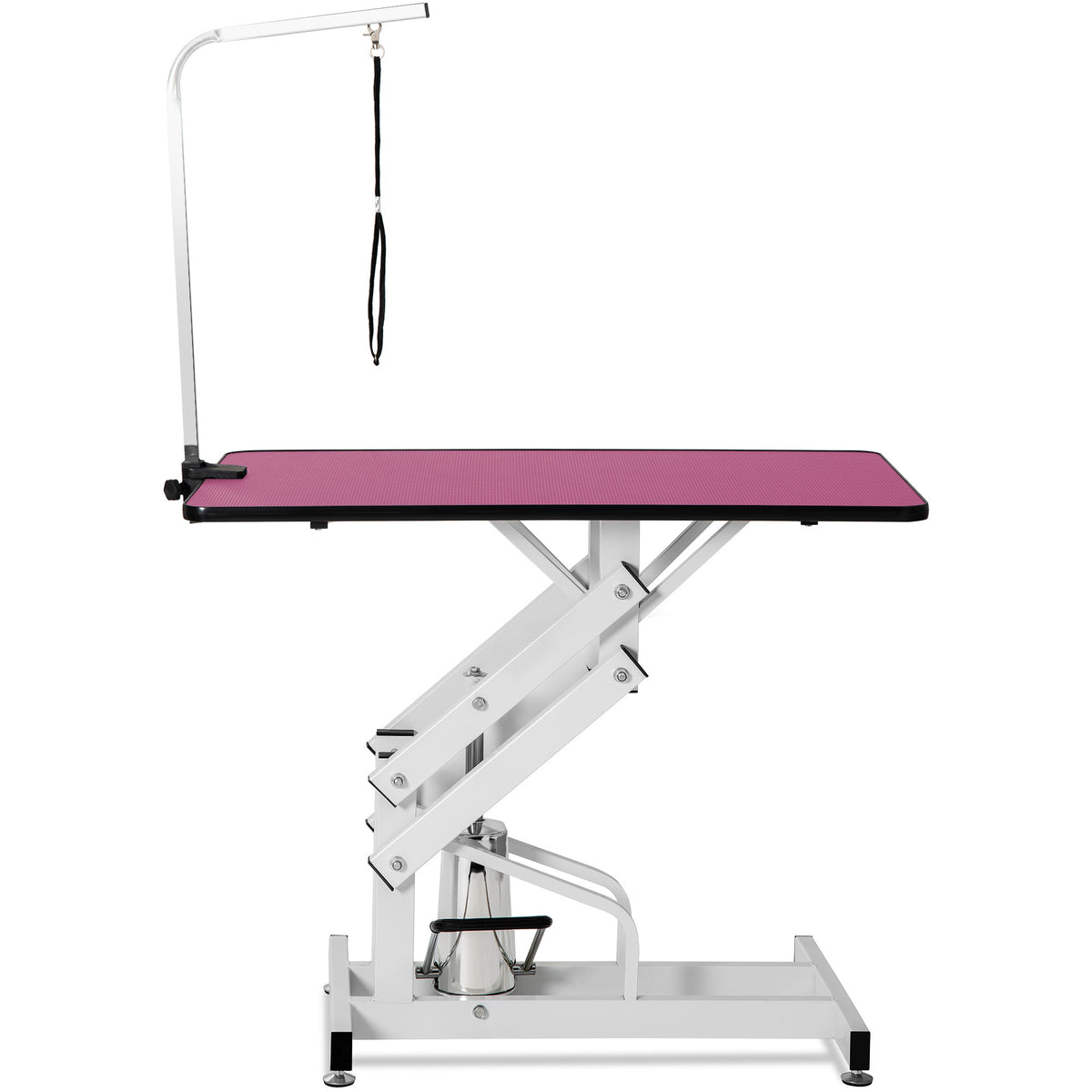 Pink Z-Lift Hydraulic Pet Grooming Table with Adjustable Arm, MDF and Steel Frame, 42.5INCH