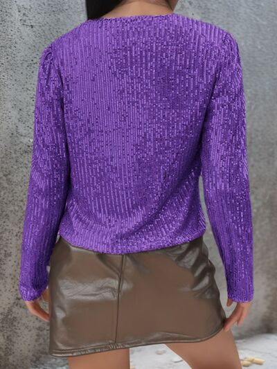 Elegant Women Full-Size Sequin Open Front Cropped Jacket With Glamorous Sparkle Luxury Women Party Jacket