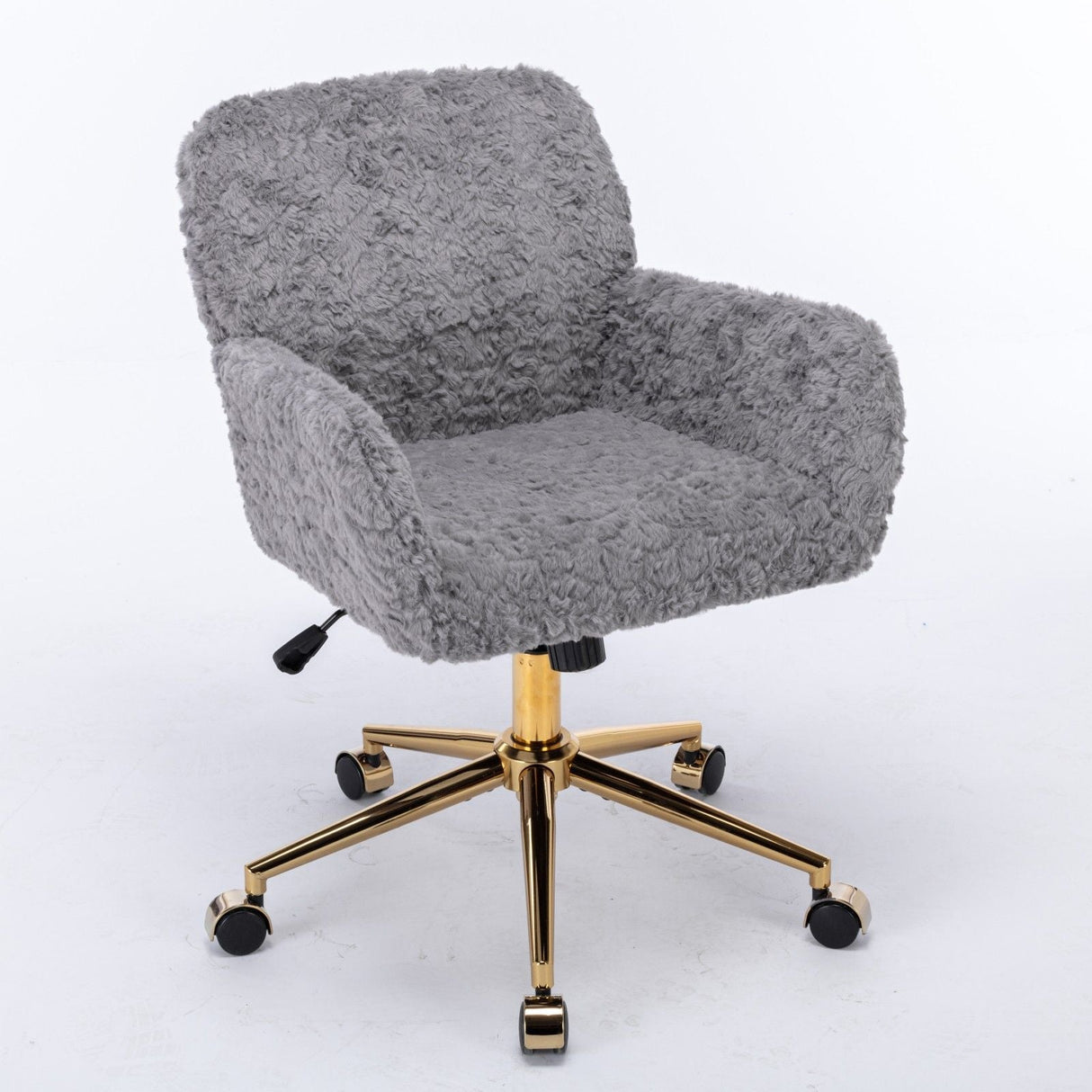 Office Chair, Artificial Rabbit Hair Home Office Chair With Golden Metal Base, Adjustable Desk Chair Swivel Office Chair, Vanity Chair by Couch.com