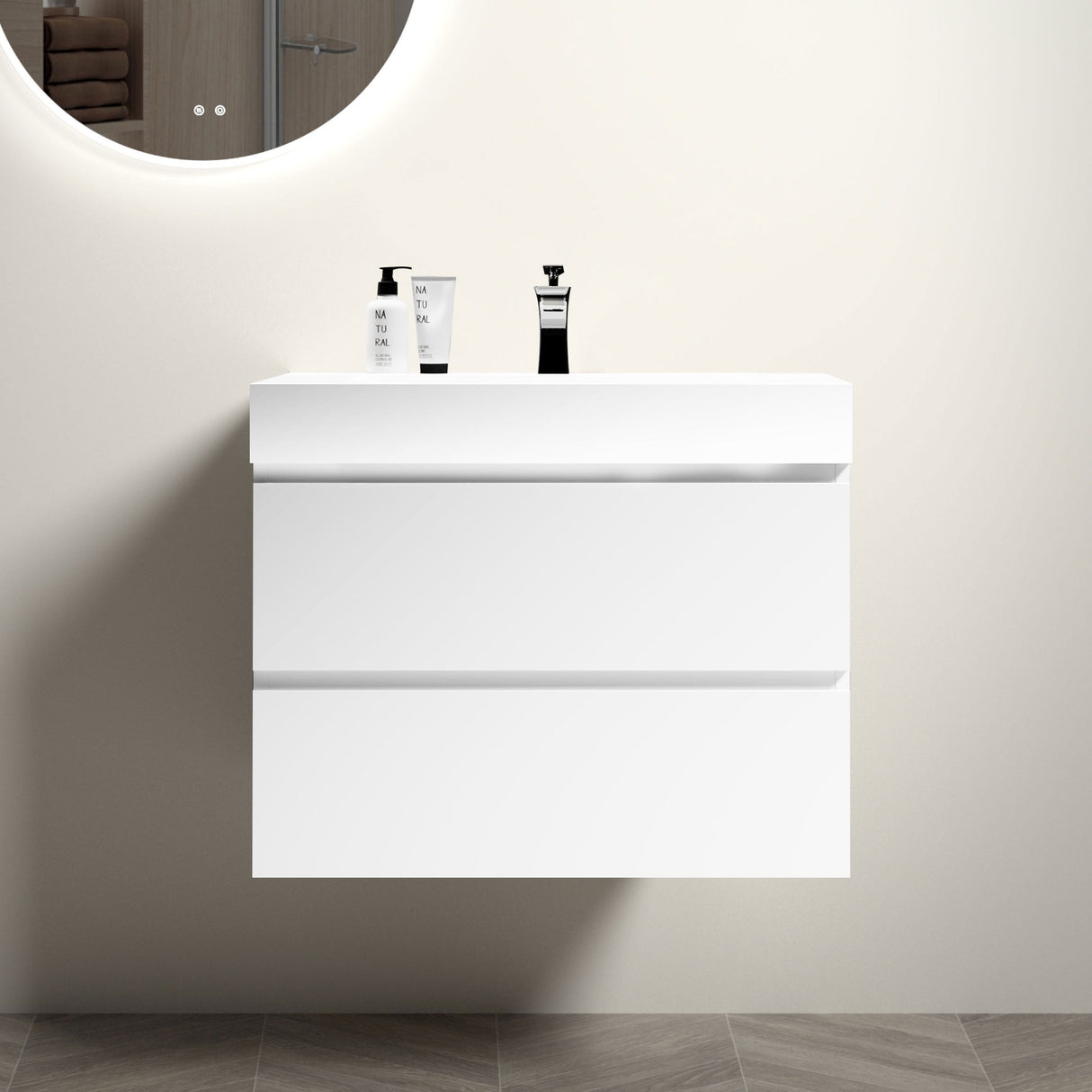 Alice - Bathroom Vanity With Large Storage, Sink Wall Mounted Floating Bathroom Vanity For Modern Bathroom, One-Piece Sink Basin Without Drain And Faucet by Couch.com