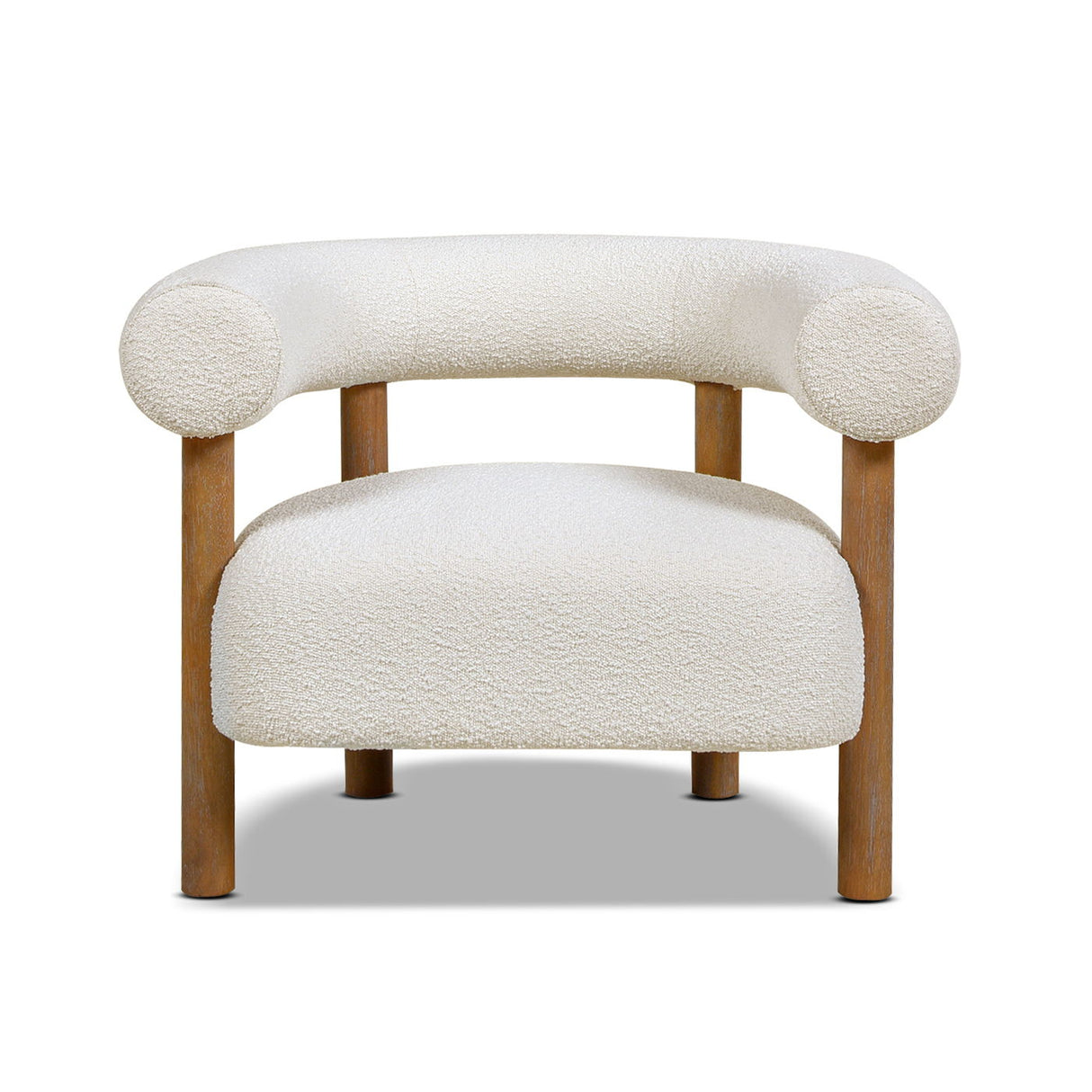 Fuji - Mid Century Modern Barrel Accent Arm Chair - Ivory White by Couch.com