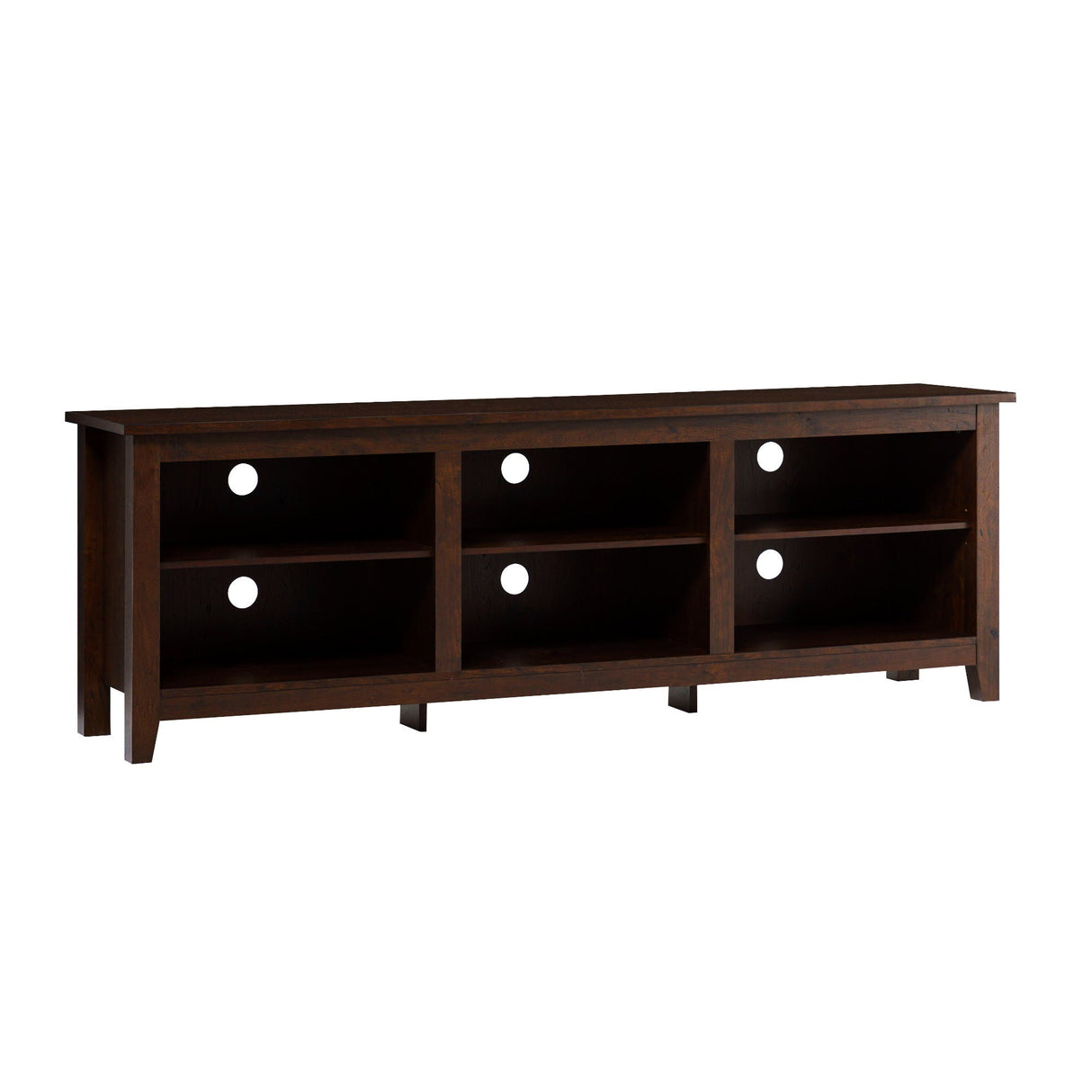 Modern Transitional 3 Shelf Open Storage 70" TV Stand For 80" TVs - Brown by Couch.com