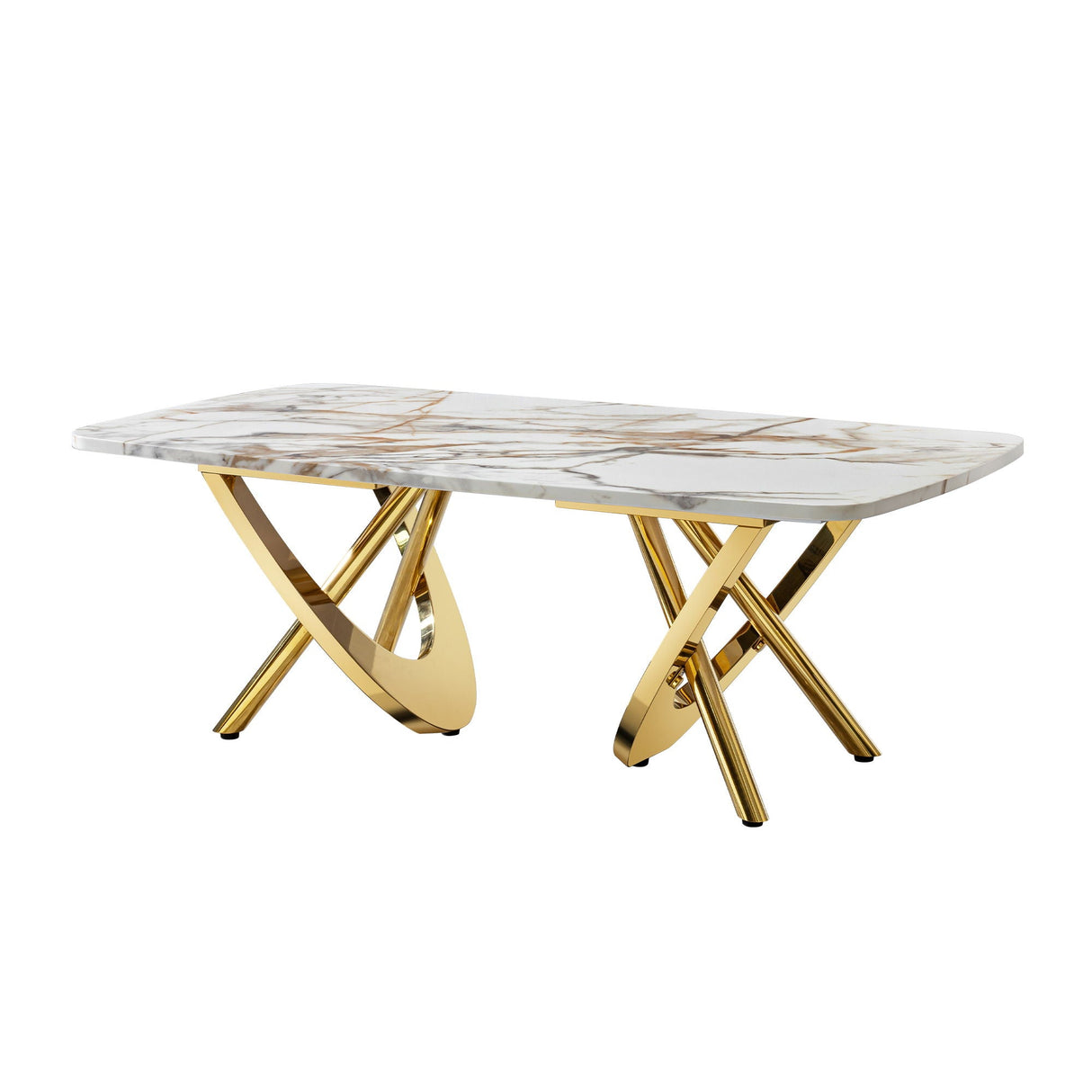 Contemporary Marble Pattern Top Table With Stainless Steel Base by Couch.com