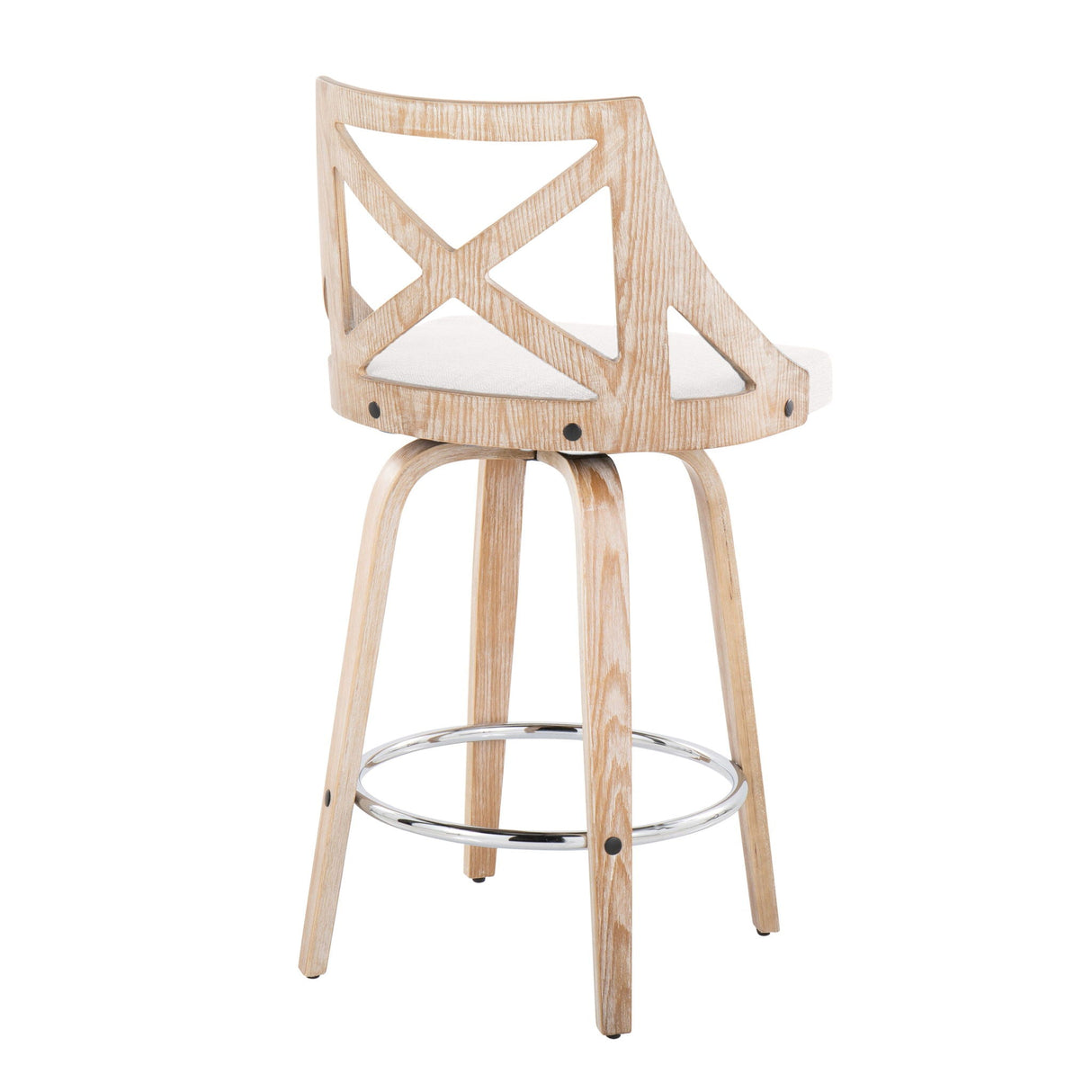 Charlotte - Farmhouse Fixed Height Counter Stool With Swivel And Round Footrest (Set of 2) by Couch.com