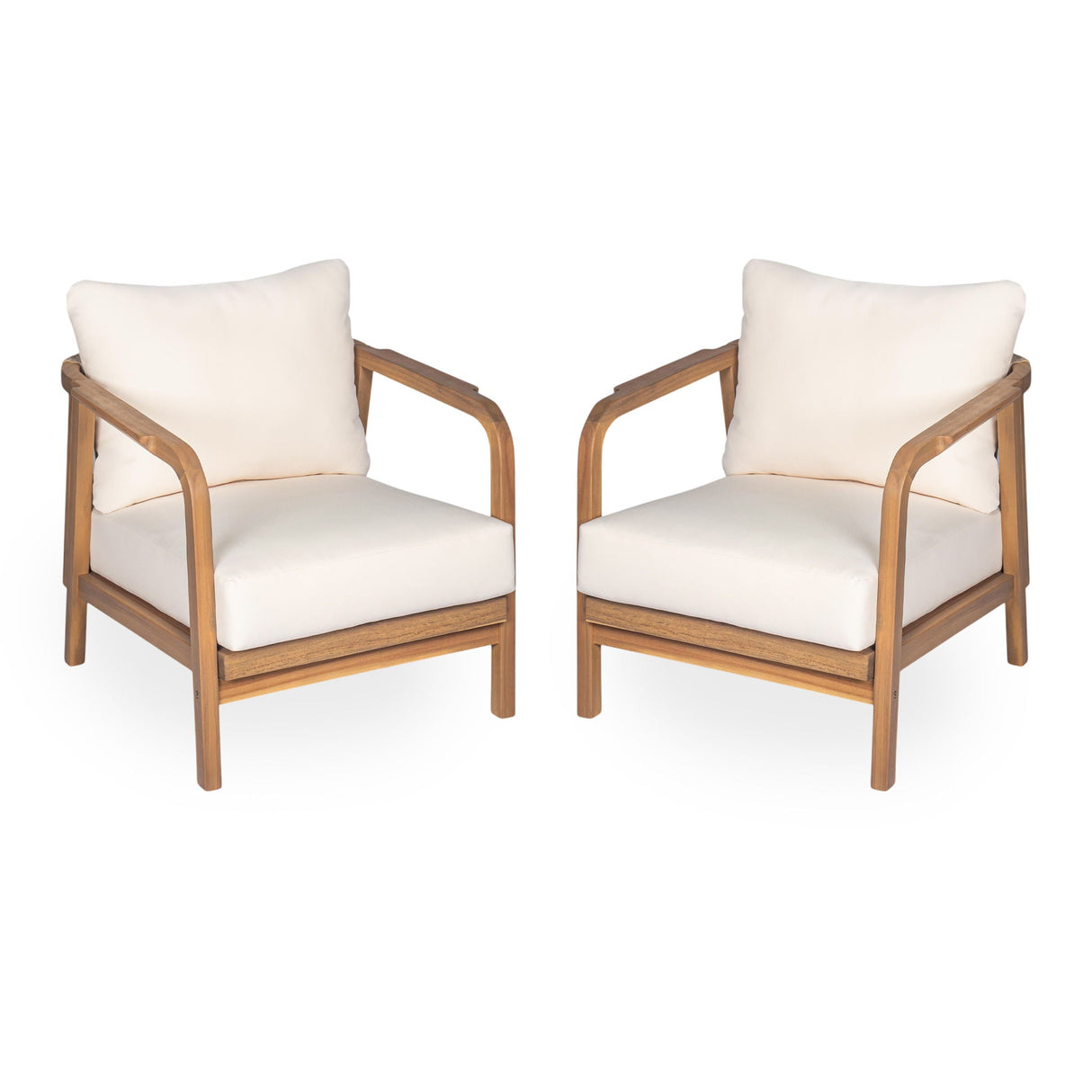Outdoor Lounge Chair With Woven Backrest and Solid Wood Frame
