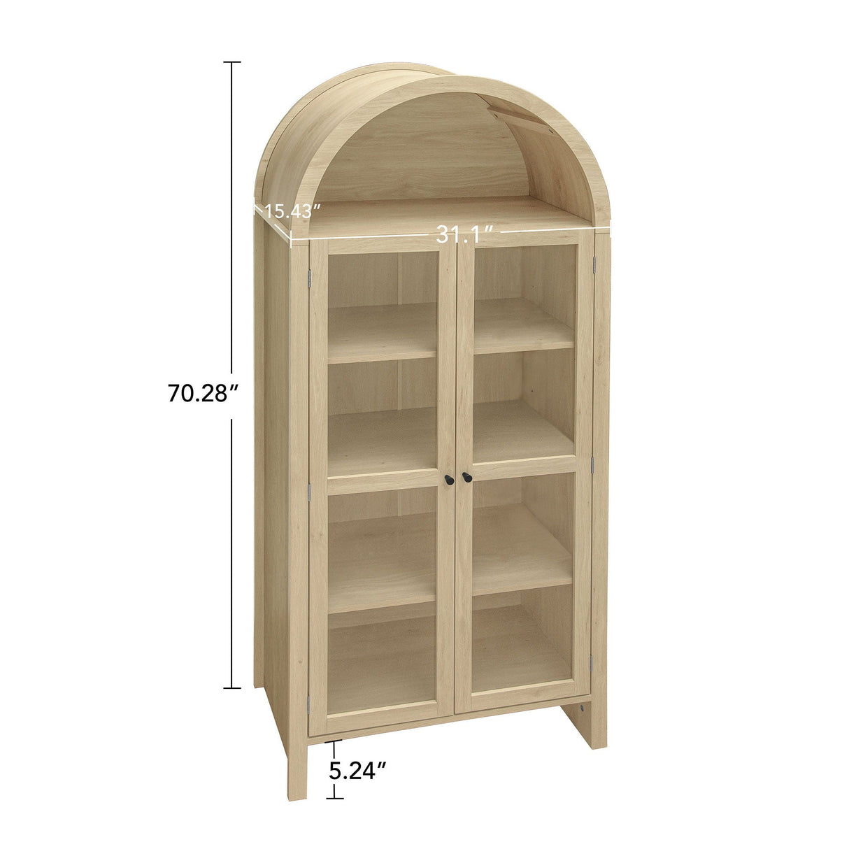 Tall Arched Kitchen Pantry, Modern Farmhouse Wood Kitchen Storage Cabinets, Arched Storage Display Cabinet With Adjustable Shelves, Versatile Cupboard For Kitchen, Dining Room - Natural by Couch.com