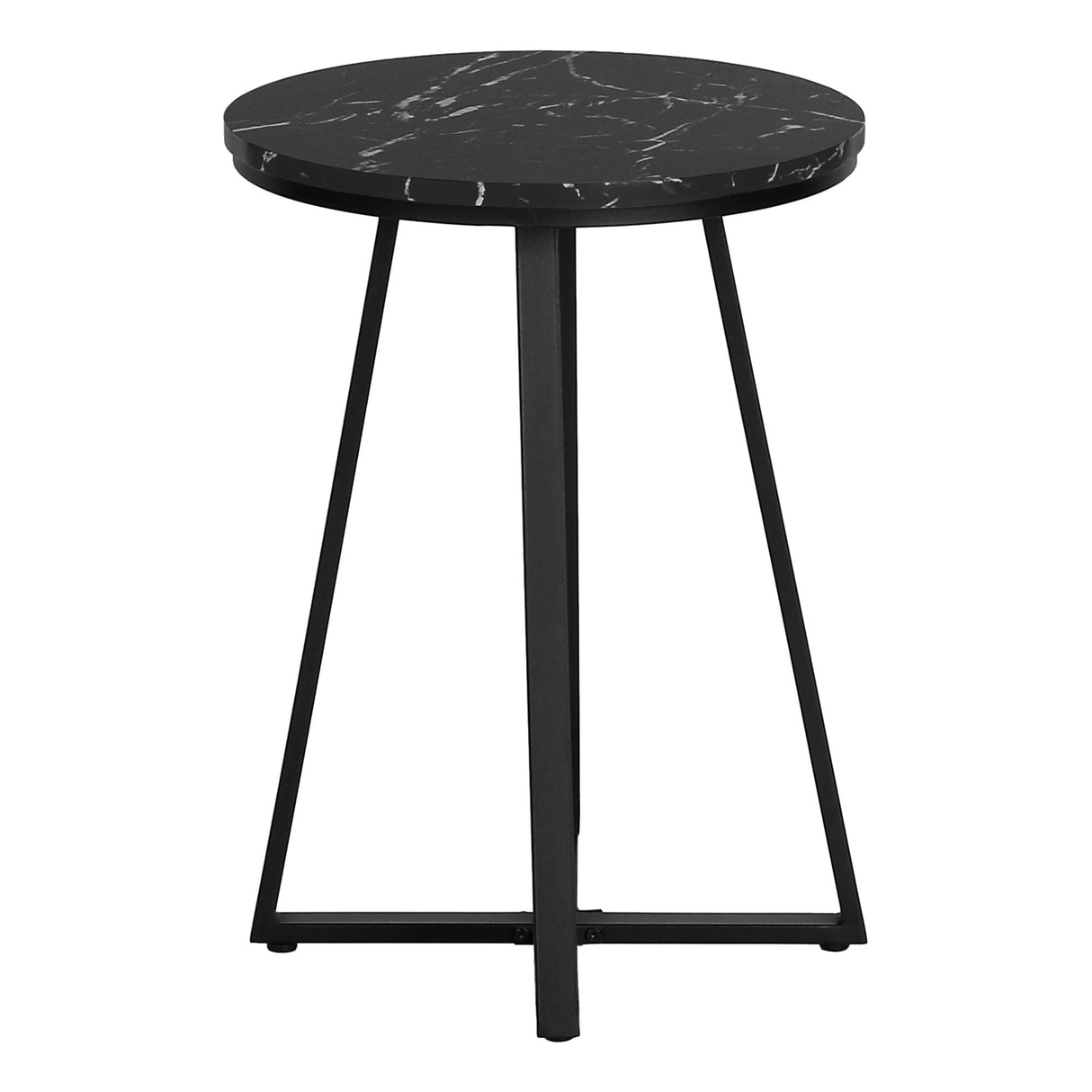 Accent Table, Side, Round Marble Look Contemporary & Modern - Black by Couch.com
