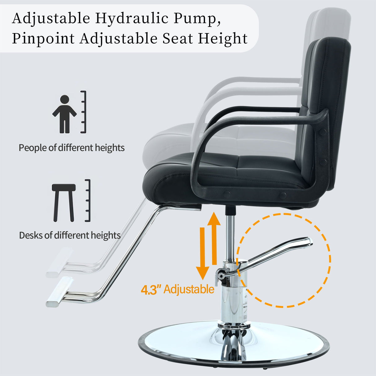 Barber Chair, Salon Chair For Hair Stylist, Stylist Chair With Heavy Duty Hydraulic Pump Adjustable Hydraulic Chair For Hair Stylist Women Man, Max Load Weight 330 Lbs - Black by Couch.com