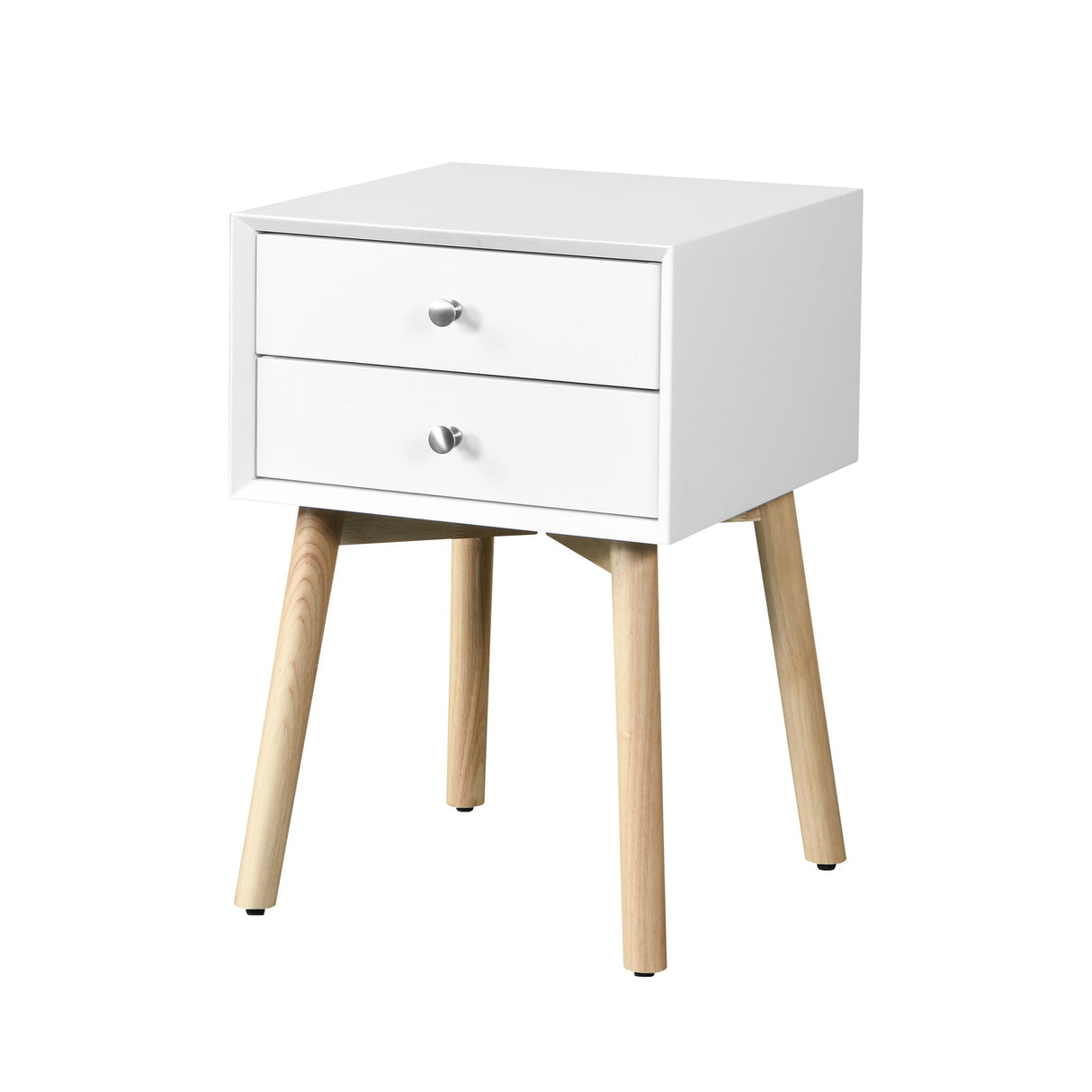 Modern Side Table With 2 Drawer, Mid-Century Storage Cabinet For Bedroom - White by Couch.com