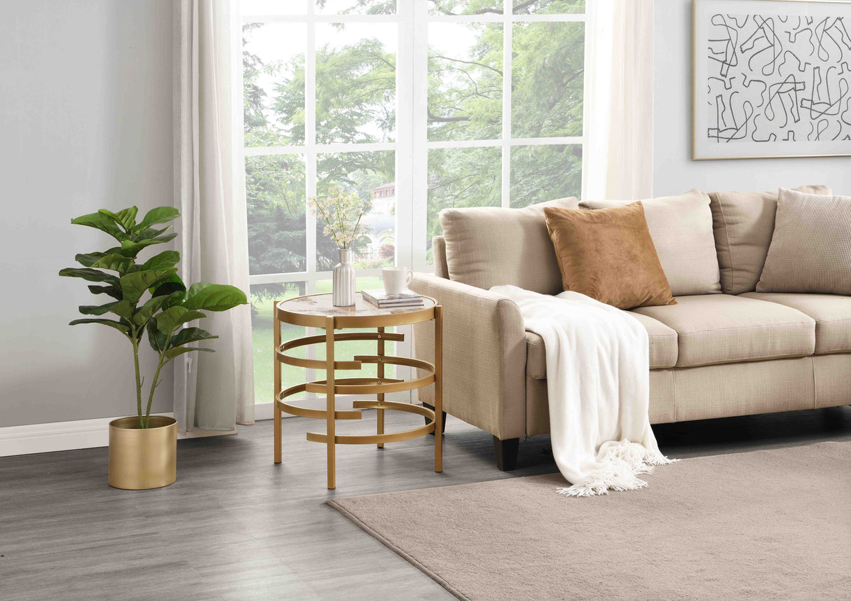 Elegant Pandora Sintered Stone End Table, Small Coffee Table For Living Room by Couch.com