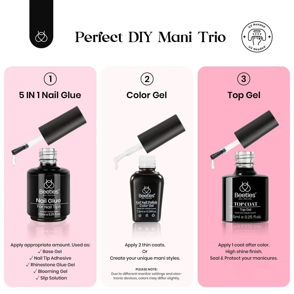 Beetles Gel Nail Kit 600Pcs Medium Almond Nail Tips with Milky White Gel Polish Top Coat, 15 Sizes Soft Clear Gel Nail Tips 5 In 1 Nail Glue Uv Nail Lamp for Nail Extension DIY Nail Salon Gift for Her B-Medium Almond 600pcs(Gel Polish & Top Coat)