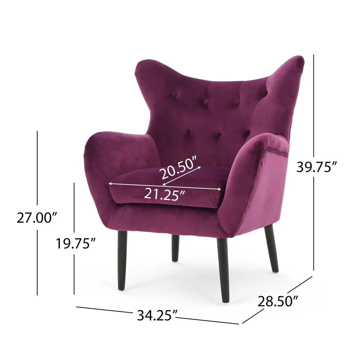 Alyssa Mid Century Upholstered Arm Chair With Wingback Design
