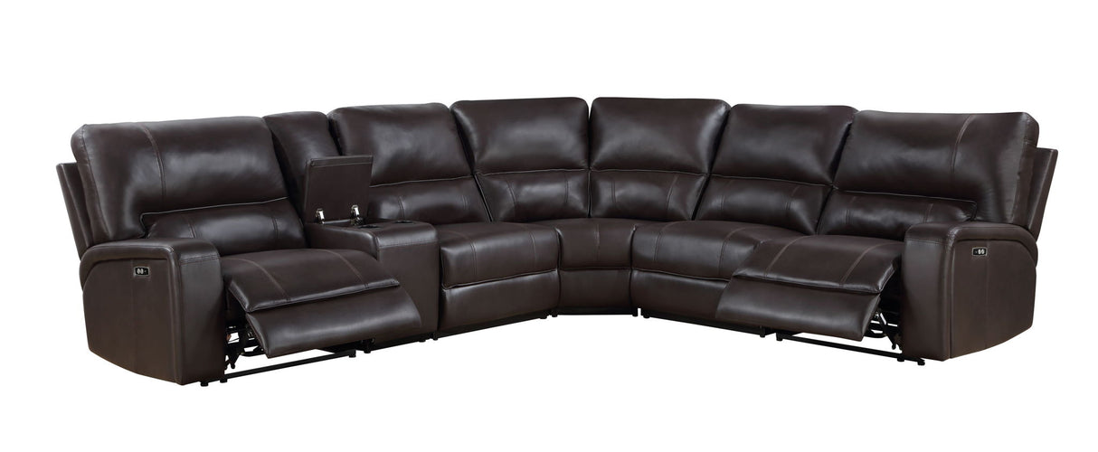 Saul - Power Recliner Sectional Sofa With USB Port Cupholder Console by Couch.com